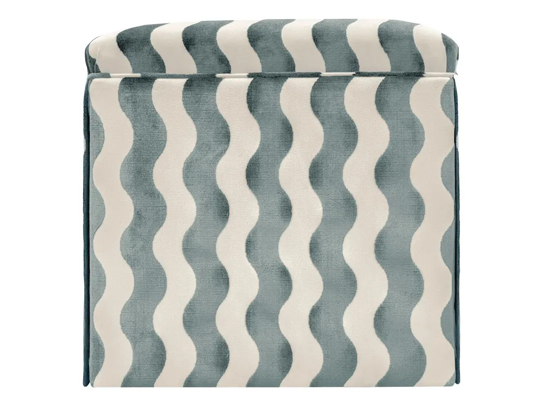 The Skirted Ottoman : The Wave // Sky | upholstered bench | upholstered ottoman | upholstered sto... | Etsy (US)