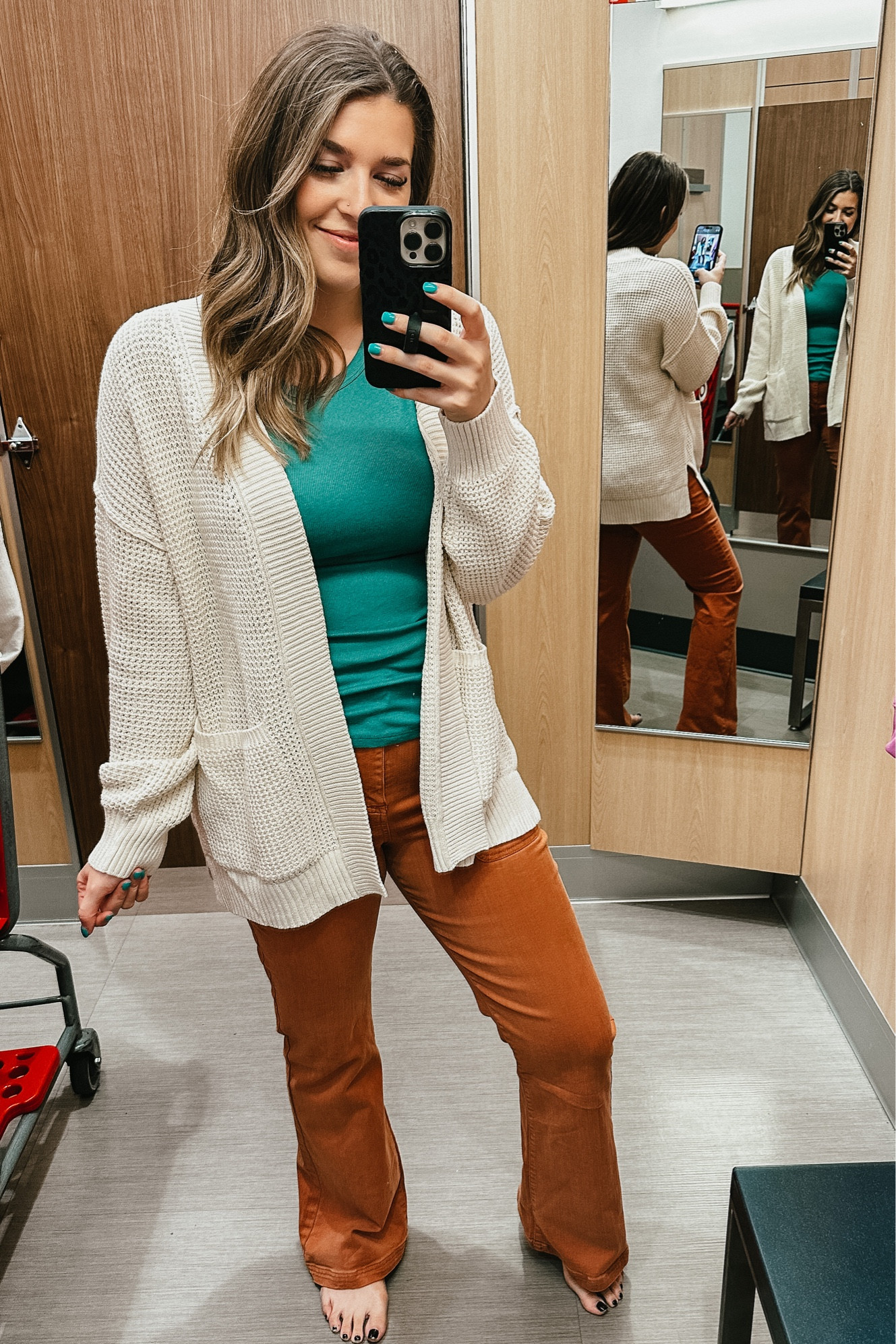 This target open front cardigan is on sale for $25! I have it in the taupe color also linked 😍 a fall staple must have! And the flares are so cute for fall, right?! 

#LTKunder50 #LTKSeasonal #LTKunder100