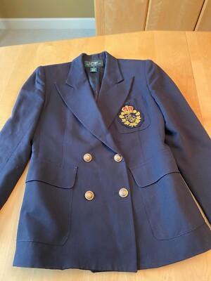 VINTAGE LAUREN Ralph Lauren 3D CREST BLAZER GOLD BUTTONS WOMEN’S SZ 2 PETITE  | eBay | eBay US