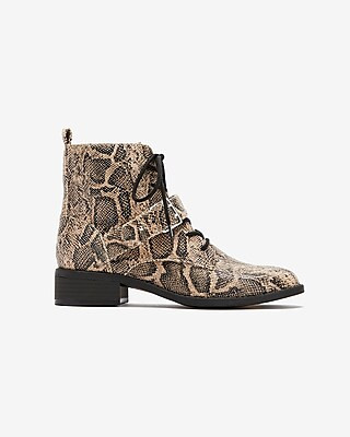 Snakeskin Combat Boots | Express