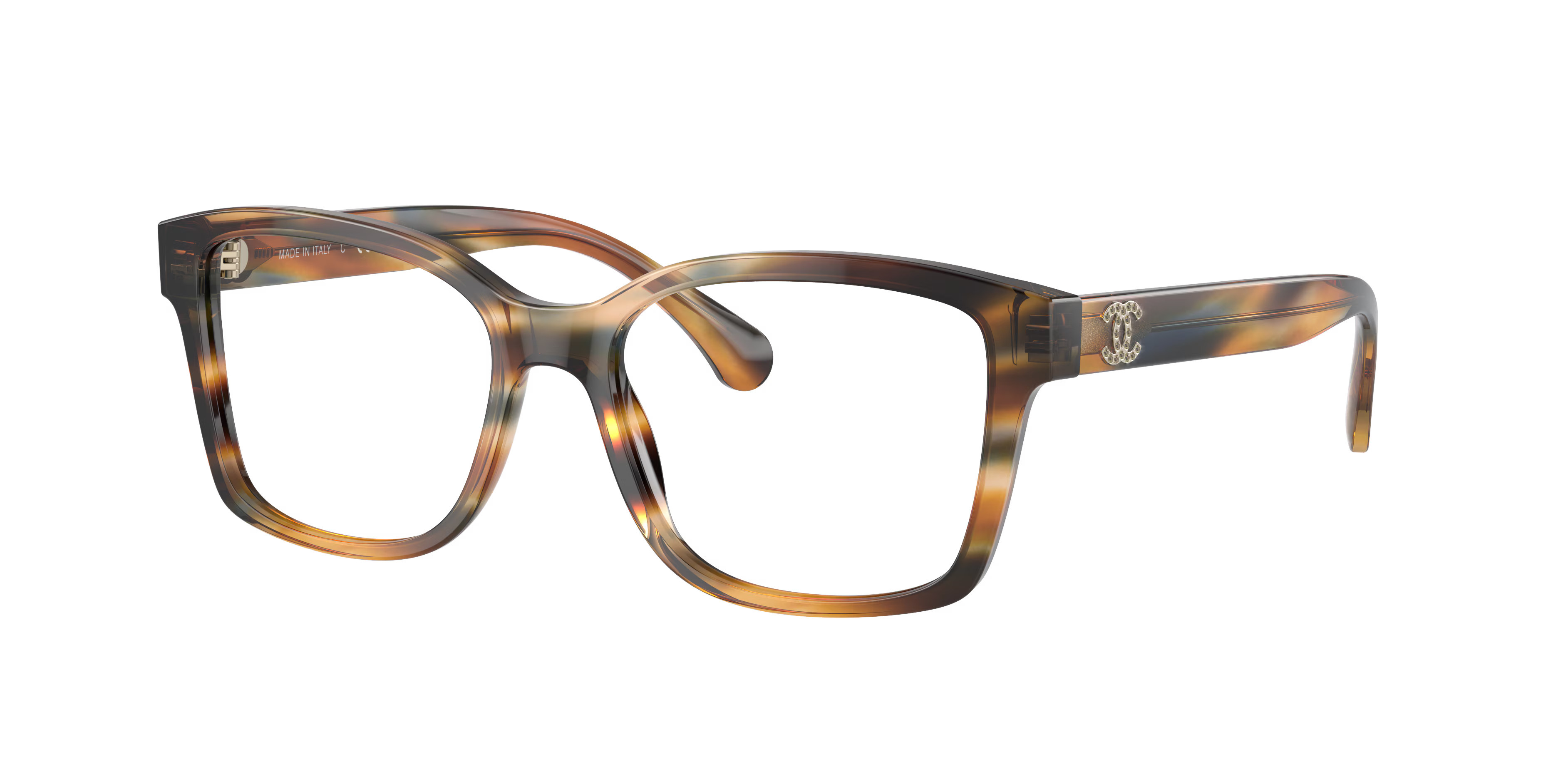Chanel Woman Sunglass Square Eyeglasses CH3451B - Frame color: Yellow Tortoise & Brown, Lens color: Demo Lens | Sunglass Hut EU