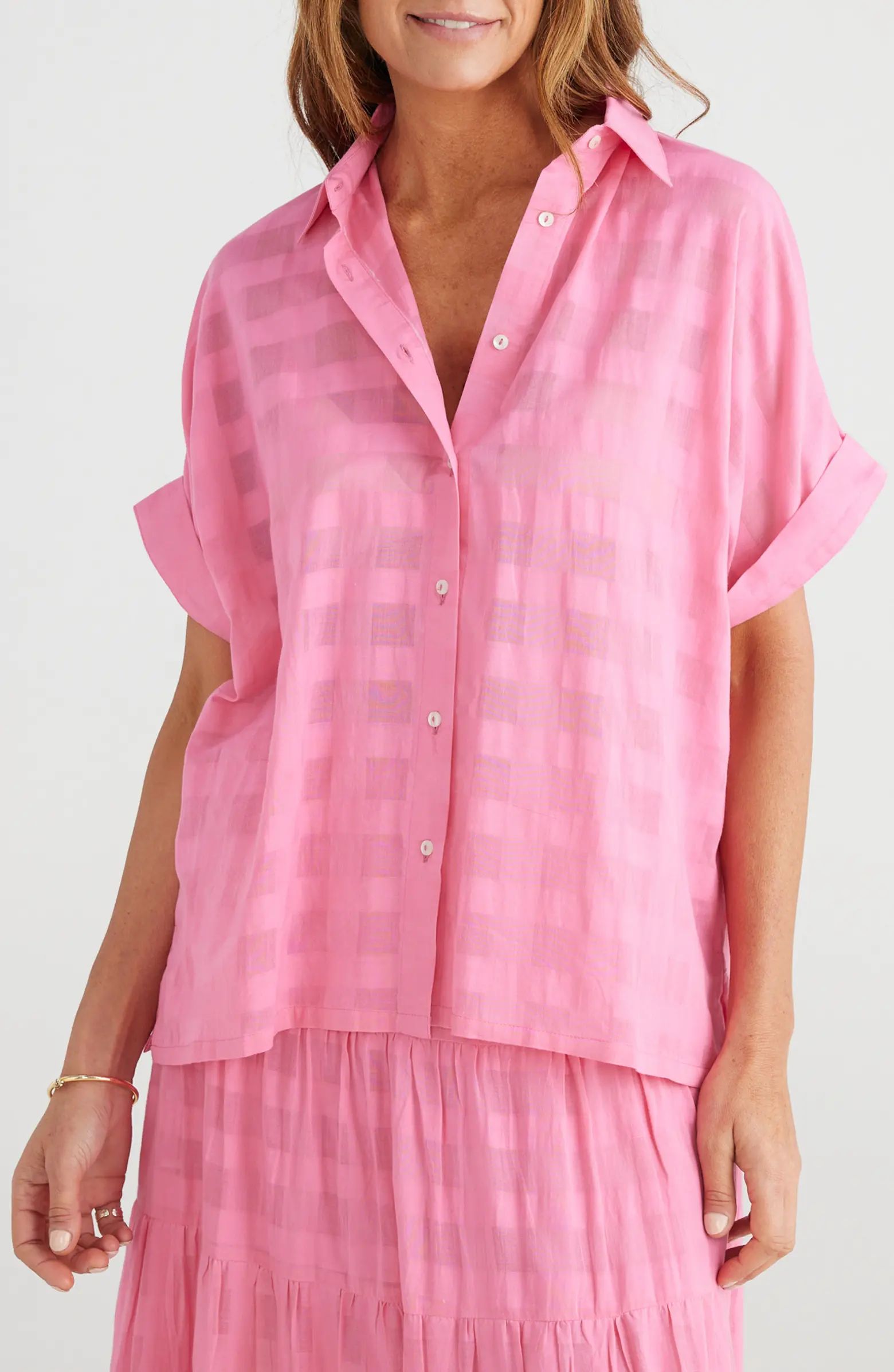 Alice Short Sleeve Cotton Button-Up Shirt | Nordstrom