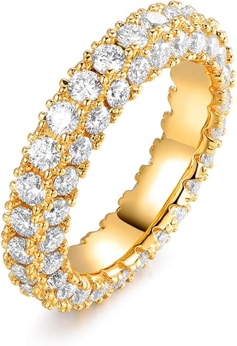 Barzel 18k White Gold or Rose Gold Plated Cubic Zirconia Eternity Band Ring Cocktail Jewelry | Amazon (US)