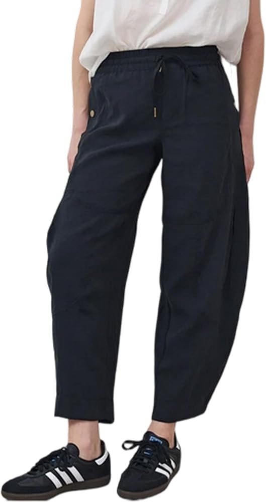 Women's Casual Barrel Pants Cropped Baggy Balloon Sweatpants Drawstring Utility Trousers with Sna... | Amazon (US)