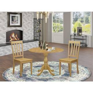 3-Piece Natural Oak Finish Solid Wood Top-Dining Room Set with Dropleaf-Seats 4 | The Home Depot