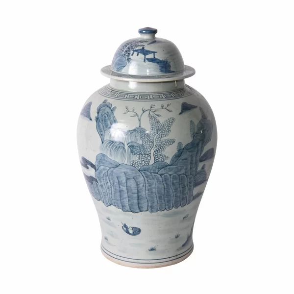 Blue/White 21" Indoor / Outdoor Porcelain Ginger Jar | Wayfair Professional
