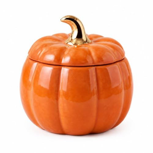 Potchen Orange Classic Pumpkin Shaped Candle Jar 9 oz Ceramic Candle Holder | Amazon (US)
