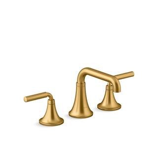 Tone 8 in. Widespread Double Handle Bathroom Faucet in Vibrant Brushed Moderne Brass | The Home Depot