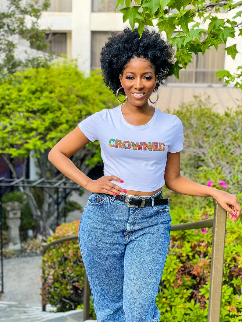 Crowned African Print Natural Hair Organic Crop Top | Etsy | Etsy (US)