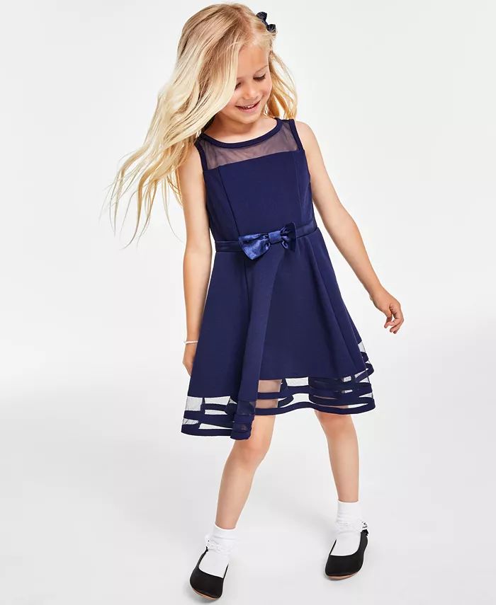 Little Girls Illusion Mesh Bow Front Dress | Macy's