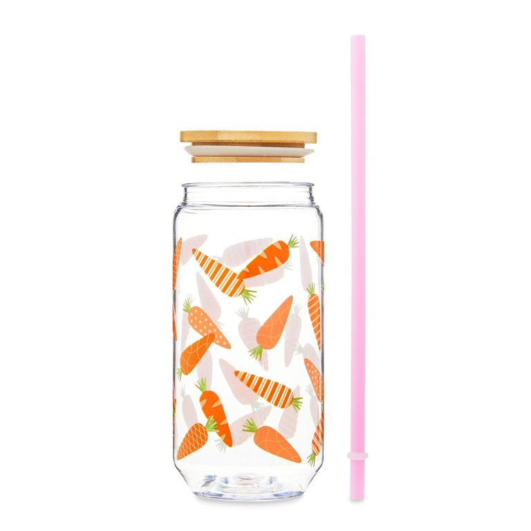 Easter Plastic Cup with Wooden Lid and Plastic Straw, Carrots, 10 oz, by Way To Celebrate | Walmart (US)