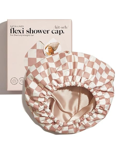 Kitsch Luxury Shower Caps for Women Reusable Waterproof - Flexi Satin Lined, Large Shower Cap for... | Amazon (US)