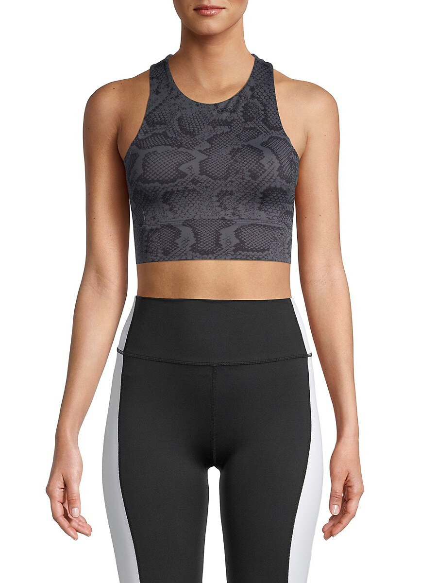 All Fenix Women's Indie Python-Print Racerback Sports Bra - Charcoal - Size XS | Saks Fifth Avenue OFF 5TH