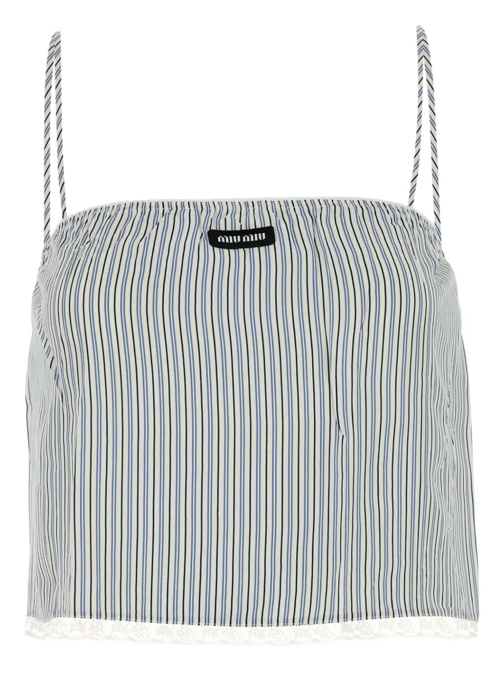 striped-pattern lace-trimmed top | Farfetch Global