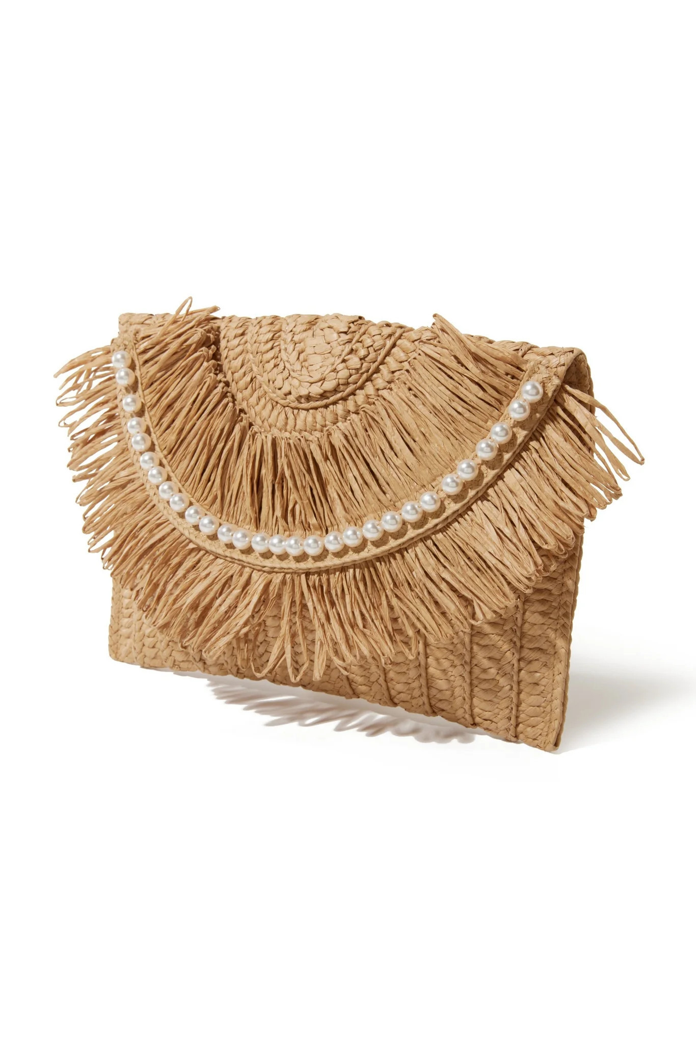 Straw and Pearl Fringe Clutch | Boston Proper