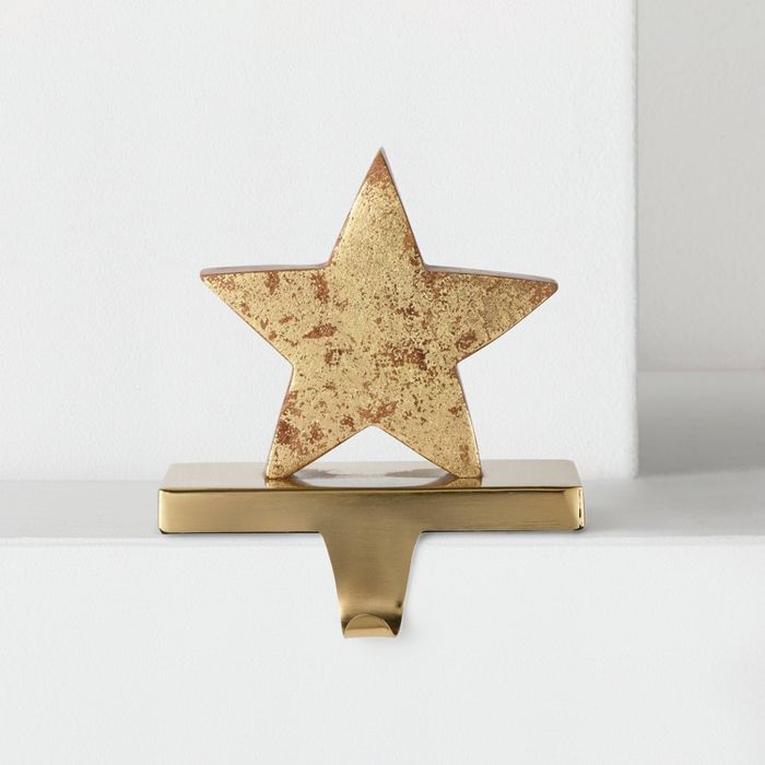Metal Christmas Stocking Holder Gold Wood Star - Wondershop&#8482; | Target