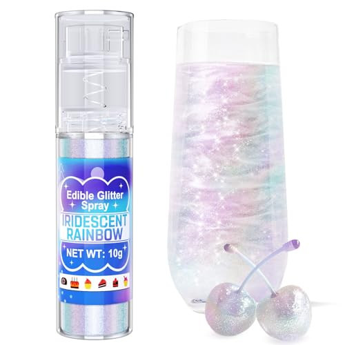 Iridescent Rainbow Edible Glitter Spray - 10g Food Grade Luster Dust Glitter Spray for Drinks, Shimmer Dust Powder for Cocktails, Cakes, Candy, Cookie, Icing, Chocolate, Strawberry - Vegan | Amazon (US)