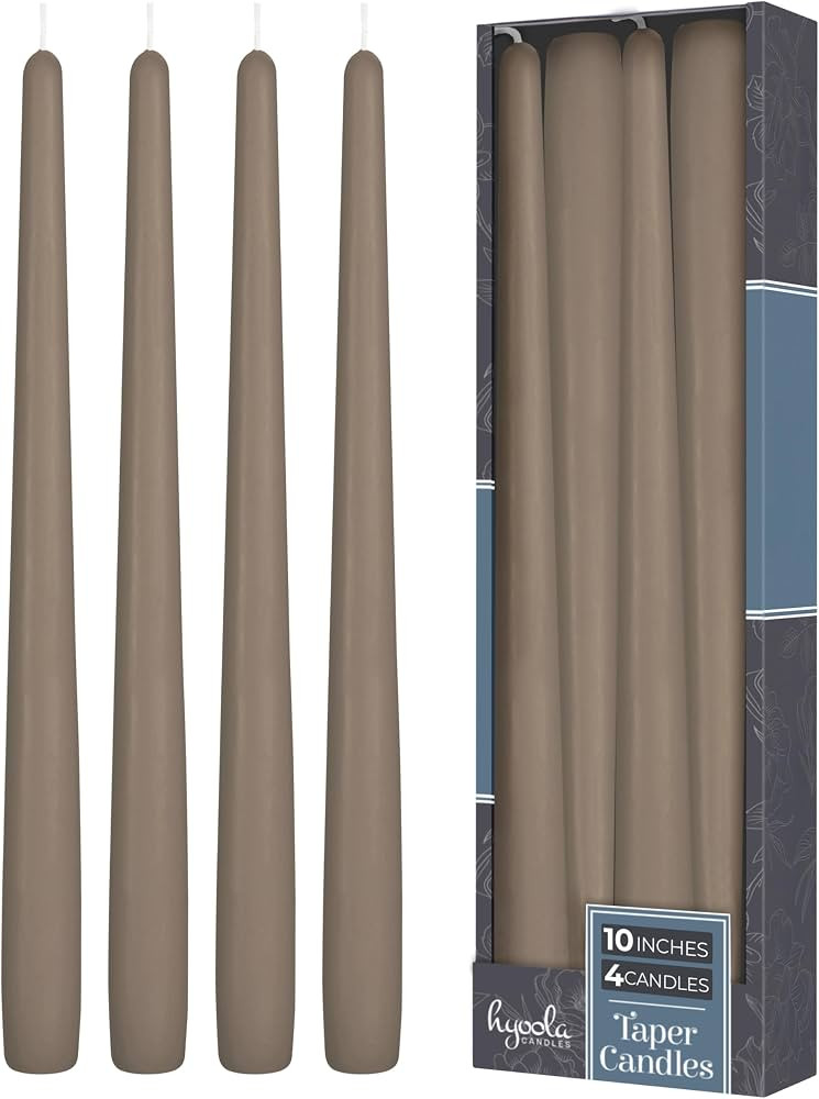 Hyoola Tall Taper Candles - 10 Inch Taupe Grey Unscented Dripless Taper Candles - 8 Hour Burn Tim... | Amazon (US)