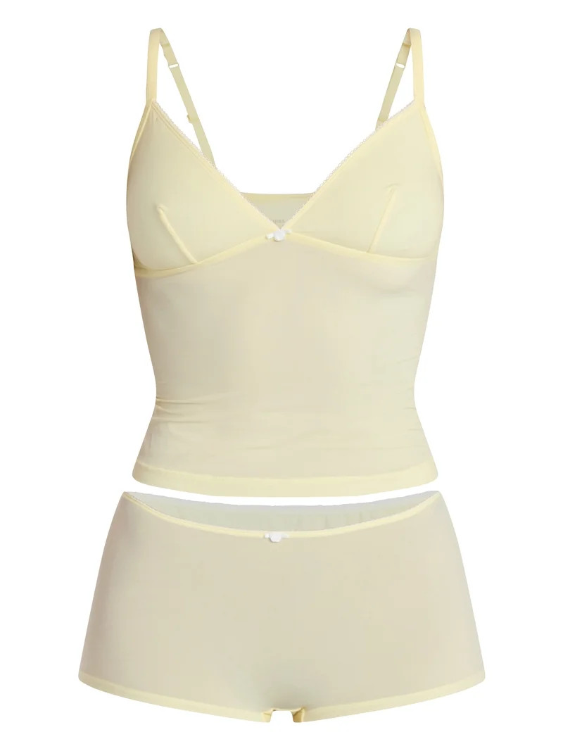 No Boundaries Fit Stretch Picot Trim Cami and Shorts Pajama Set, 2-Piece, Women's XS-XXXL | Walmart (US)