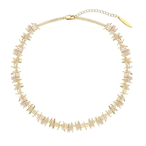 ACC PLANET Gold Chunky Chain Necklace for Women, 18K Gold Plated Handmade Braided Cubic Zirconia Chain Choker Necklace Dainty Gold Choker Necklaces for Women Gifts Jewelry | Amazon (US)