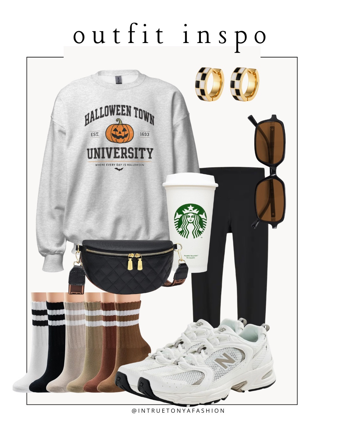 The cutest casual fall outfit! This Halloween Town University sweatshirt is perfect for pumpkin patch days, coffee runs, school drop-off, and cozy fall weekends. Paired with black leggings, New Balance sneakers, a quilted belt bag, crew socks, gold earrings, and oversized sunglasses for an easy everyday fall look




Halloween outfit, Halloween Town sweatshirt, Halloween Town University sweatshirt, fall outfit, casual fall outfit, pumpkin patch outfit, leggings outfit, New Balance sneakers, cozy sweatshirt outfit, mom style, Amazon fashion, neutral fall outfit, coffee run outfit, spooky season outfit, everyday fall style, fall wardrobe essentials

#FallOutfit #HalloweenOutfit #HalloweenTown #PumpkinPatchStyle #AmazonFashion #LTKStyle #MomStyle #CozySeason #NeutralStyle #FallFashion

#LTKootd #LTKSeasonal #LTKSaleAlert