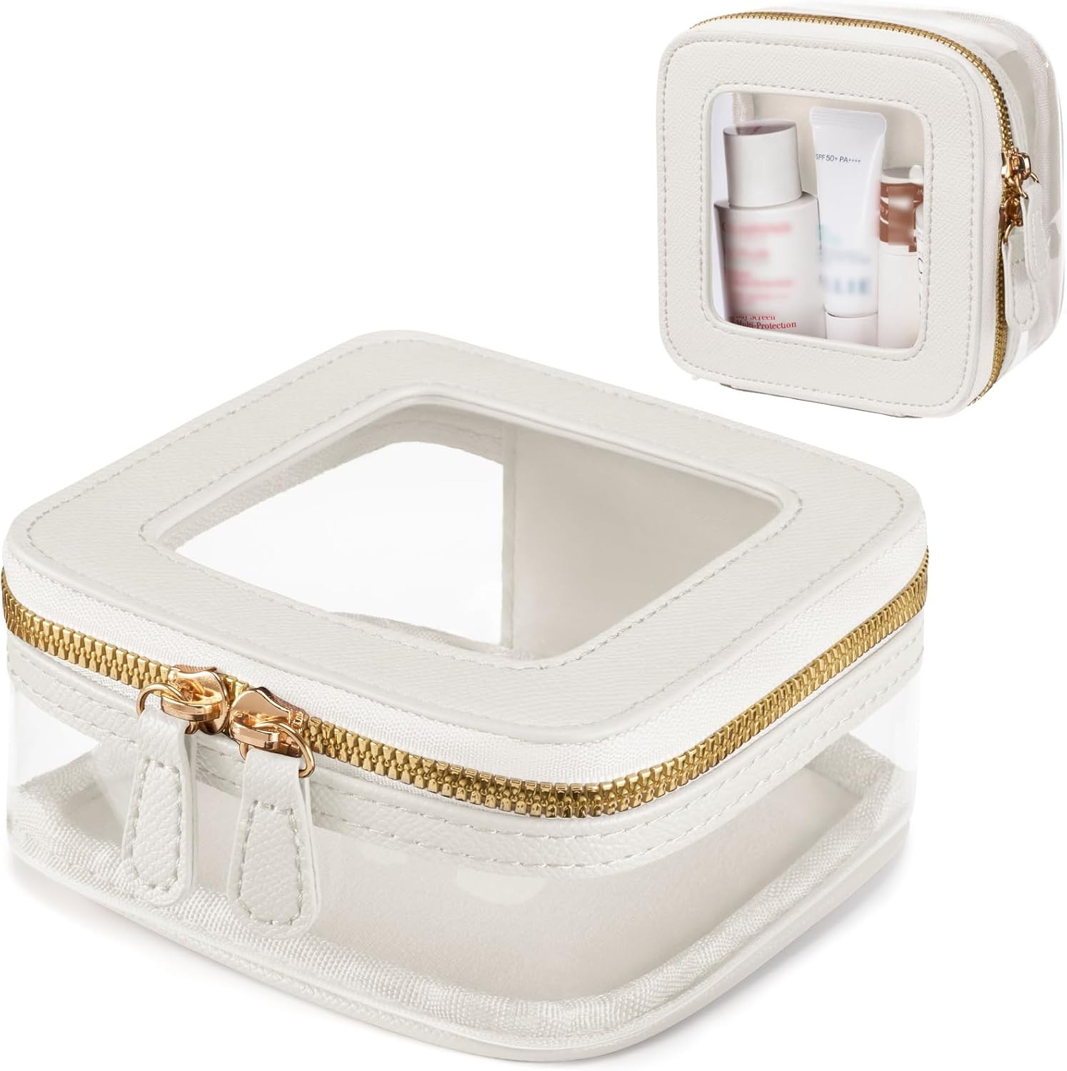 Mini Cosmetic Bag Clear Makeup Bag Small Travel Toiletry Bag with Zipper, Cute Car Cosmetic Case ... | Amazon (US)