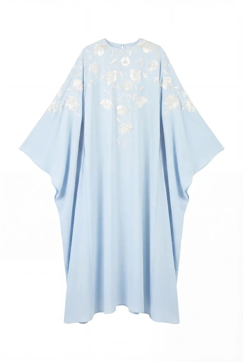 FLORAL EMBELLISHED DRESS IN LIGHT BLUE | SHATHA ESSA | CULT MIA | CULT MIA UK LTD