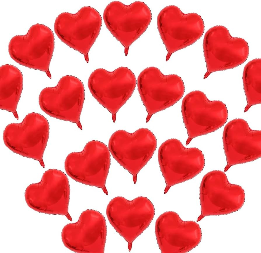 5 Inch Red Heart Mylar Balloons, 50pcs Small Foil Balloons for Wedding Baby Shower Valentine's Da... | Amazon (US)
