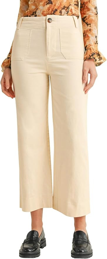 miduo Womens High Waisted Cropped Capris Stretchy Straight Pants Trousers | Womens Pants High Ris... | Amazon (US)