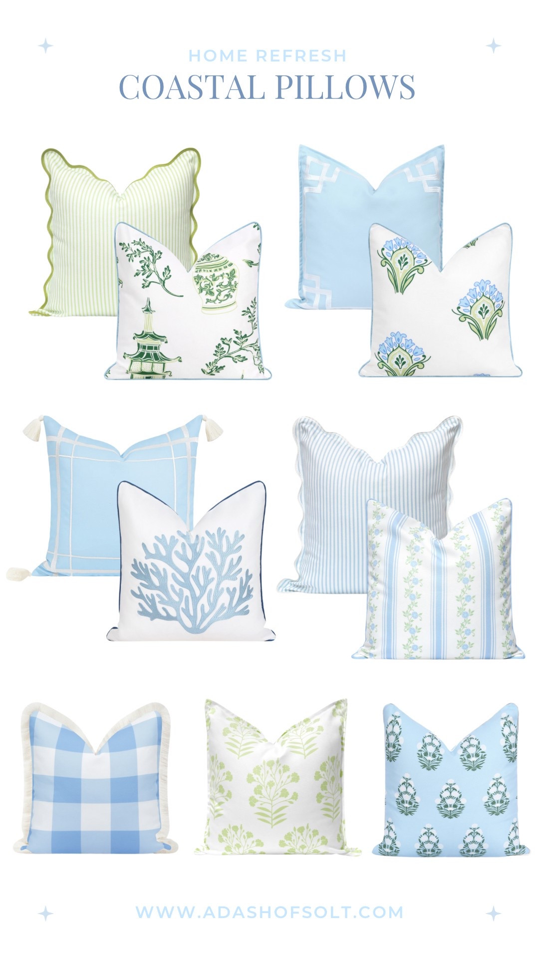 If you need a home spring refresh, these gorgeous coastal pillows from Hofdeco are so beautiful! 

Pillows, coastal decor, coastal style, spring decor, home decor, coastal living, coastal, coastal pillows, coastal grandmother style, coastal interiors 

#LTKHome #LTKFindsUnder100