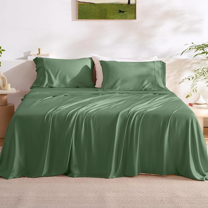 GOKOTTA Queen Size Bed Sheets 4 Piece Set, 100% Rayon Derived from Bamboo, Cooling for Hot Sleepe... | Amazon (US)