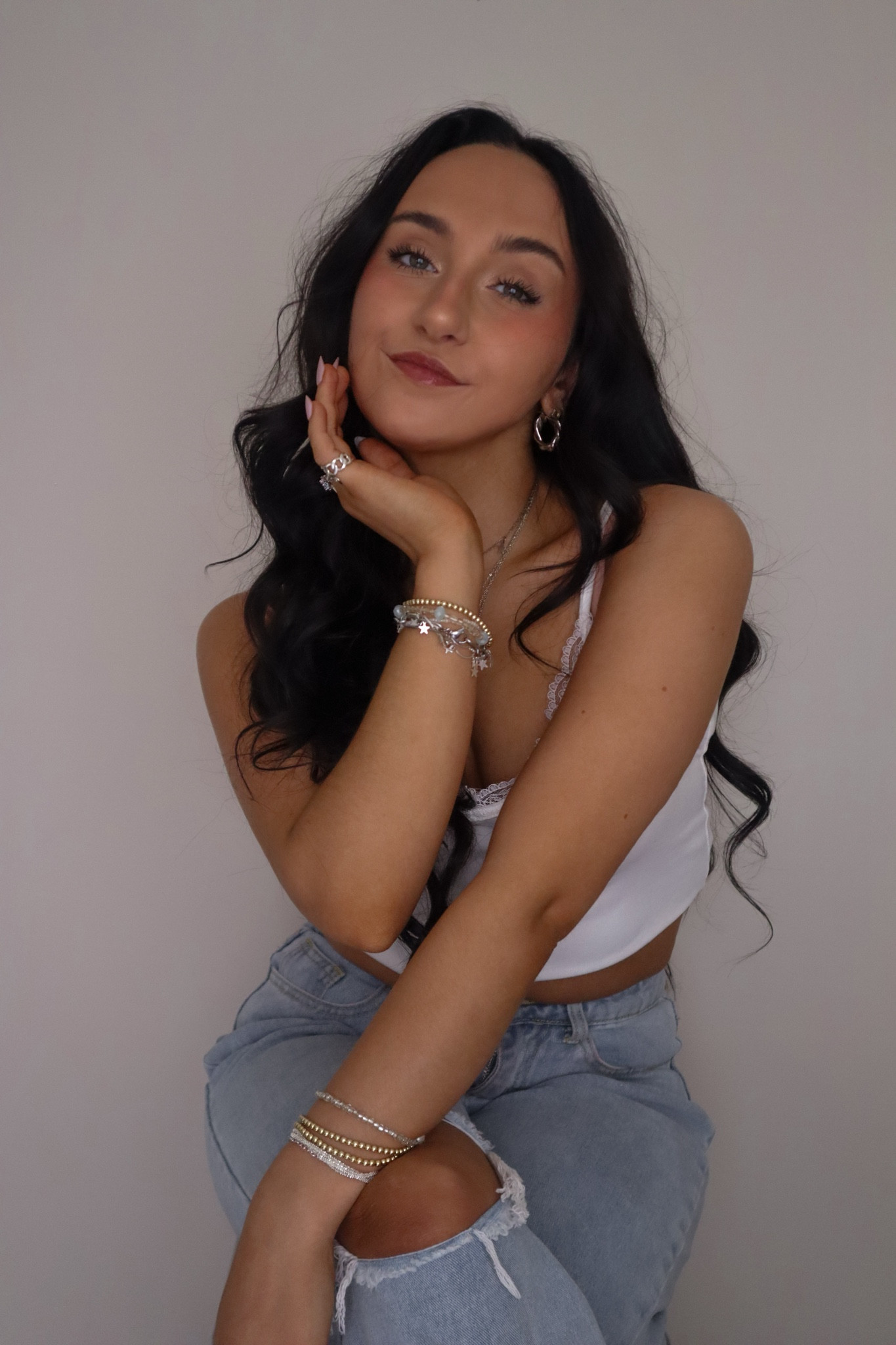 🤍jeans photoshoot, headshots, professional photos, white tank, jewelry stack

#LTKStyleTip #LTKFindsUnder50