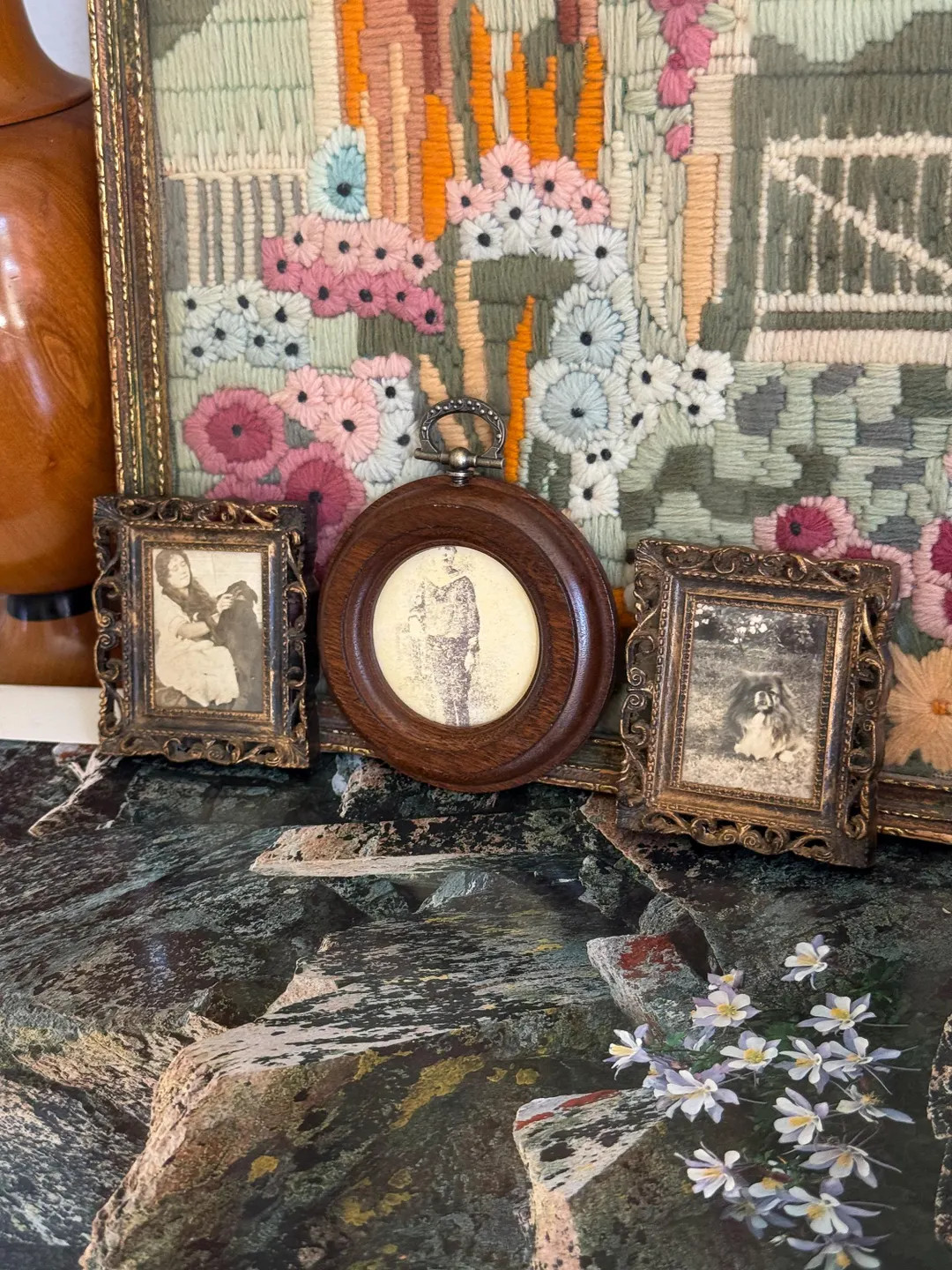 Vintage Mini Picture Frame Set | Ornate Gold Frames & Round Wood Frame | Cottage Decor | Fridge G... | Etsy (Global)