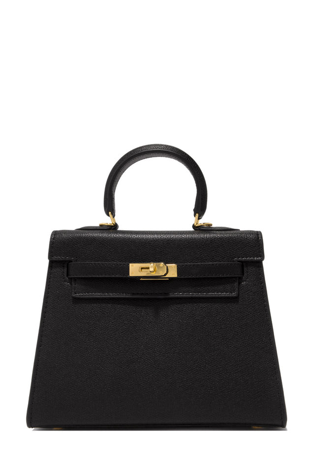 Miss Lola | Black Embossed PU Top Handle Bag | MISS LOLA