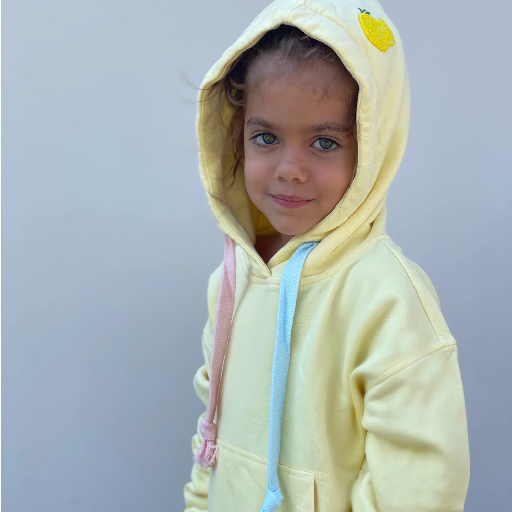 Kids Hoodie Pastel Yellow | Lemon-Limon