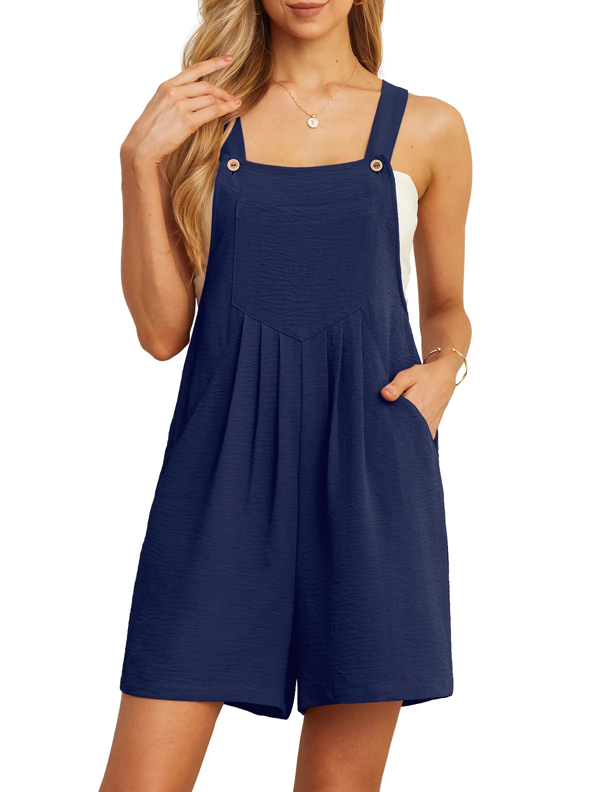 Cueply Women's Short Overalls Casual Summer Rompers Adjustable Strap Shorts Jumpsuit with Pockets... | Walmart (US)
