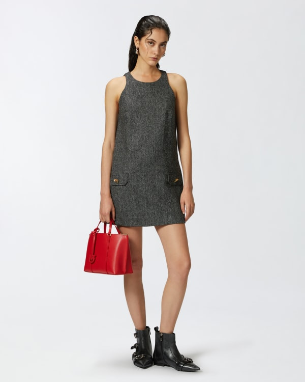 Abito corto scamiciato con bottoni a specchio | PINKO (Global)