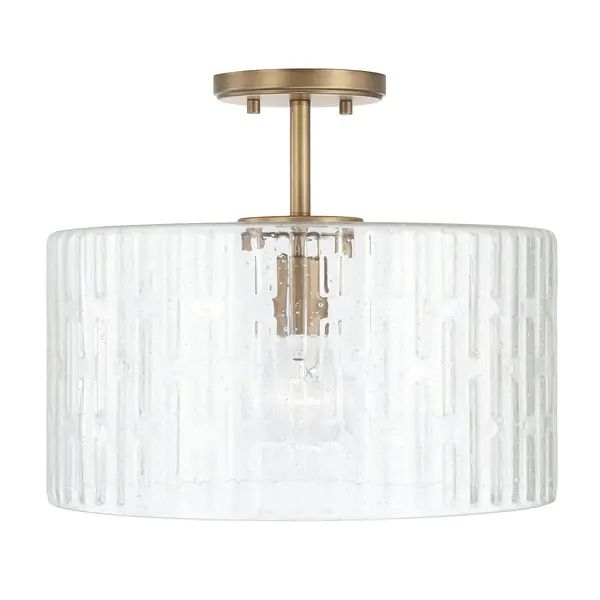 Emerson 1-light Dual Mount Semi-Flush/ Pendant w/ Embossed Seeded Glass | Bed Bath & Beyond
