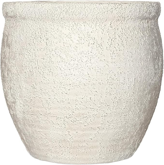 12" Dia Fiberstone Planter – Modern Farmhouse Indoor/Outdoor Flower Pot, Beige Container with G... | Amazon (US)
