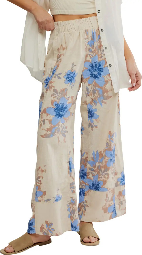 Days End Floral Wide Leg Linen Blend Pants | Nordstrom