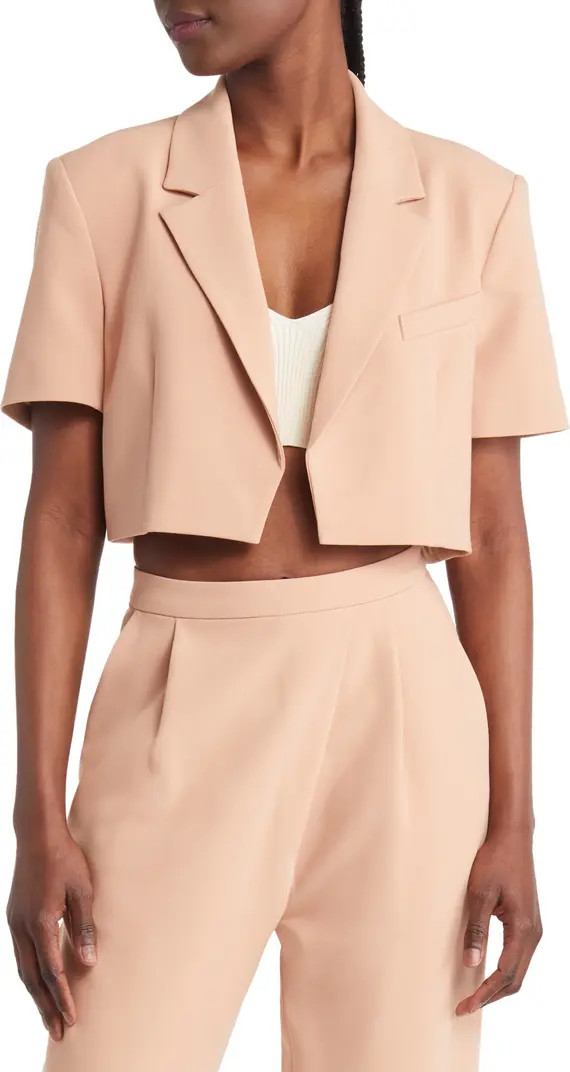 Short Sleeve Open Front Crop Blazer | Nordstrom