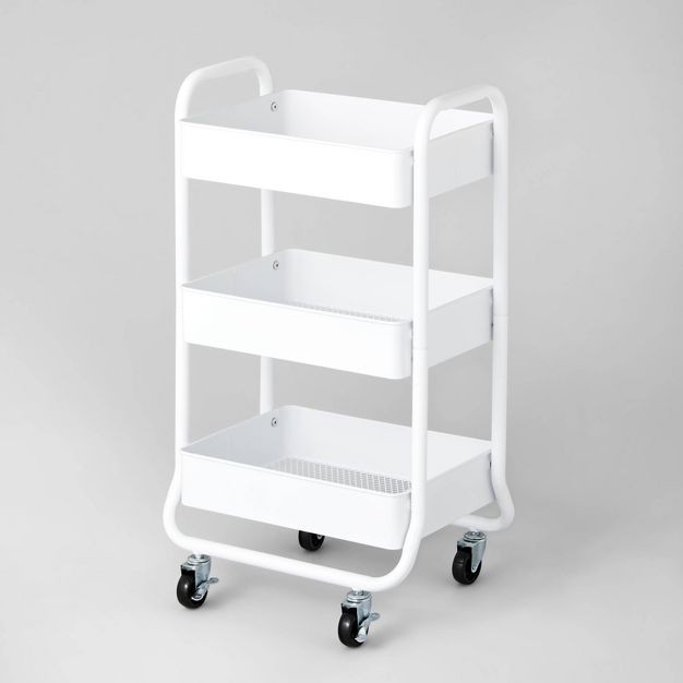 Metal 3-Tier Adjustable Shelf Box Organizer White - Brightroom™