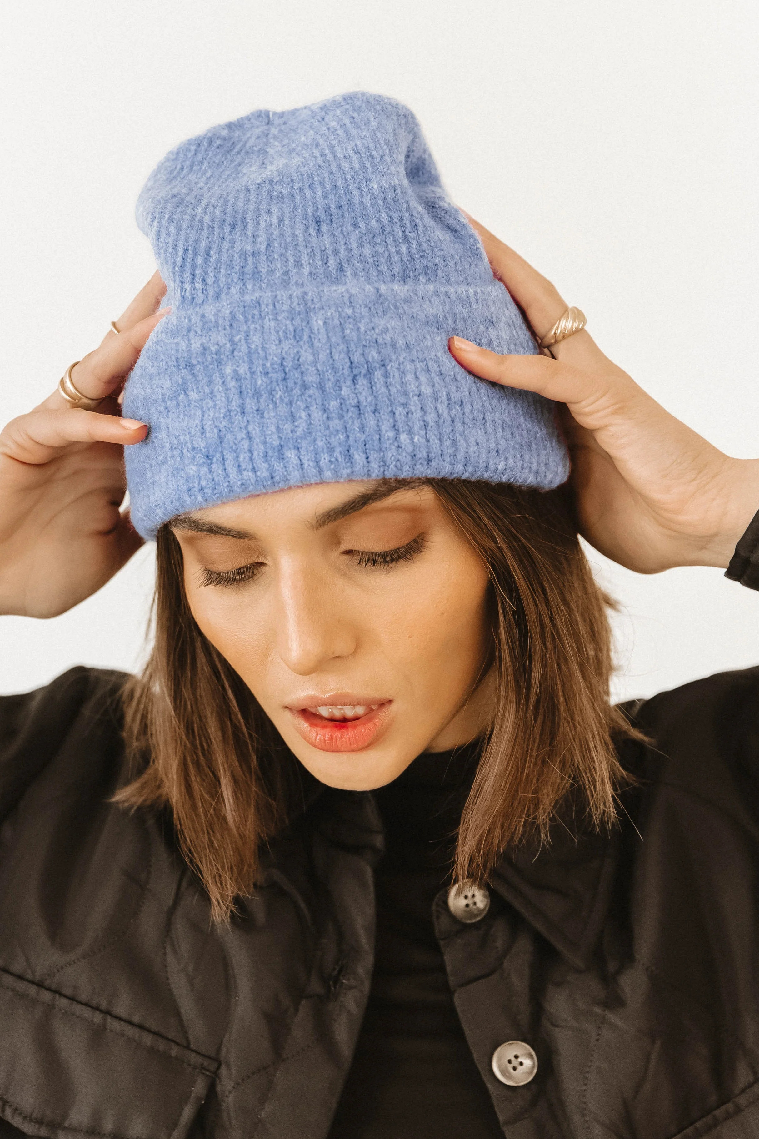 Vero Moda Zooey Ribbed Beanie in Blue - böhme | Böhme US