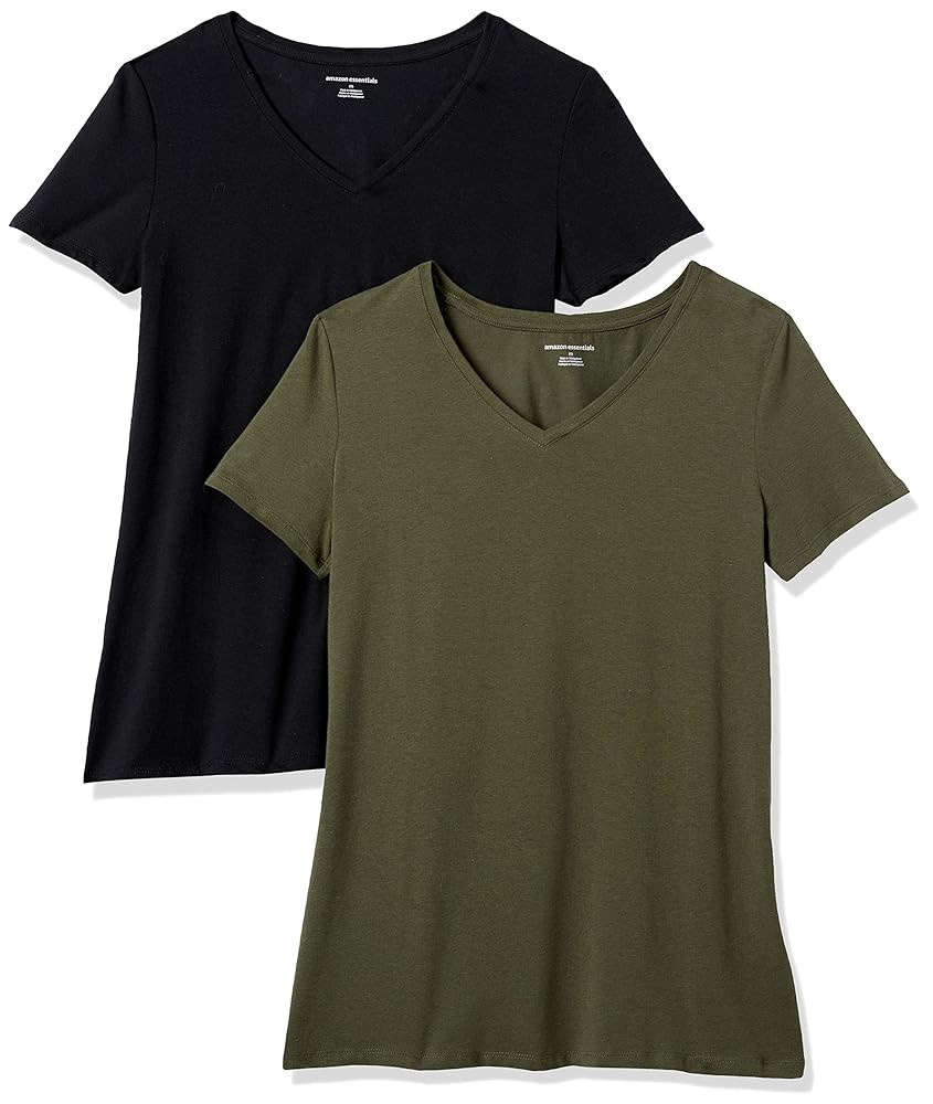 Amazon Essentials Women's Regular-Fit Short-Sleeve V-Neck T-Shirt, Multipacks | Amazon (US)