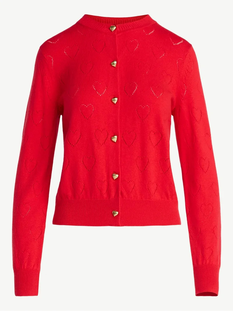 Free Assembly Women's and Women's Plus Heart Cardigan Sweater with Long Sleeves, Lightweight, Siz... | Walmart (US)