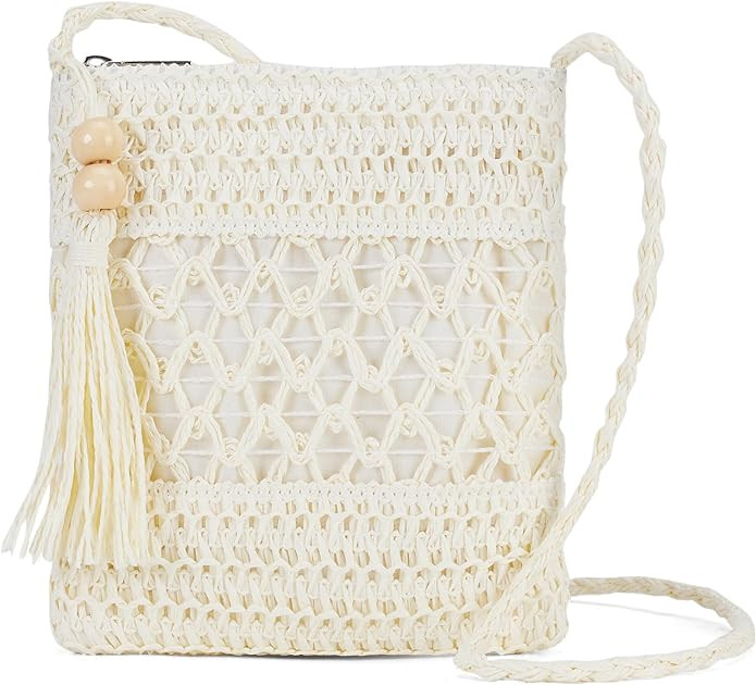 Small Beach Straw Purse For Women: Straw Bags Crossbody Shoulder Handbags - Raffia Woven Tote Pur... | Amazon (US)