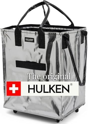 (Large, Silver Reusable Grocery Bag On Wheels, Shopping Trolley, Rolling Tote, Zipper Closure, Li... | Amazon (US)