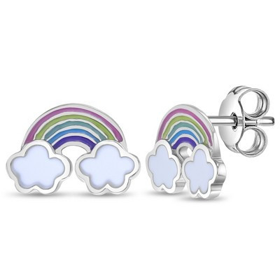 Girls' Whimsical Rainbow Standard Sterling Silver Earrings - In Season Jewelry | Target