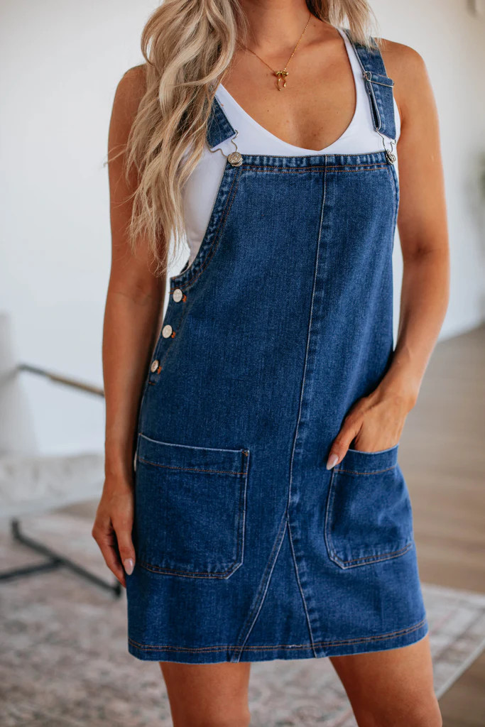 Nila Denim Overall Dress - Dark Wash | Wild Oak Boutique