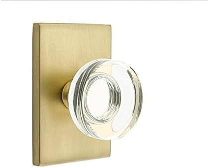 Privacy Set, Modern Rectangle Rosette, Modern Disc Crystal Knob, Satin Brass | Amazon (US)